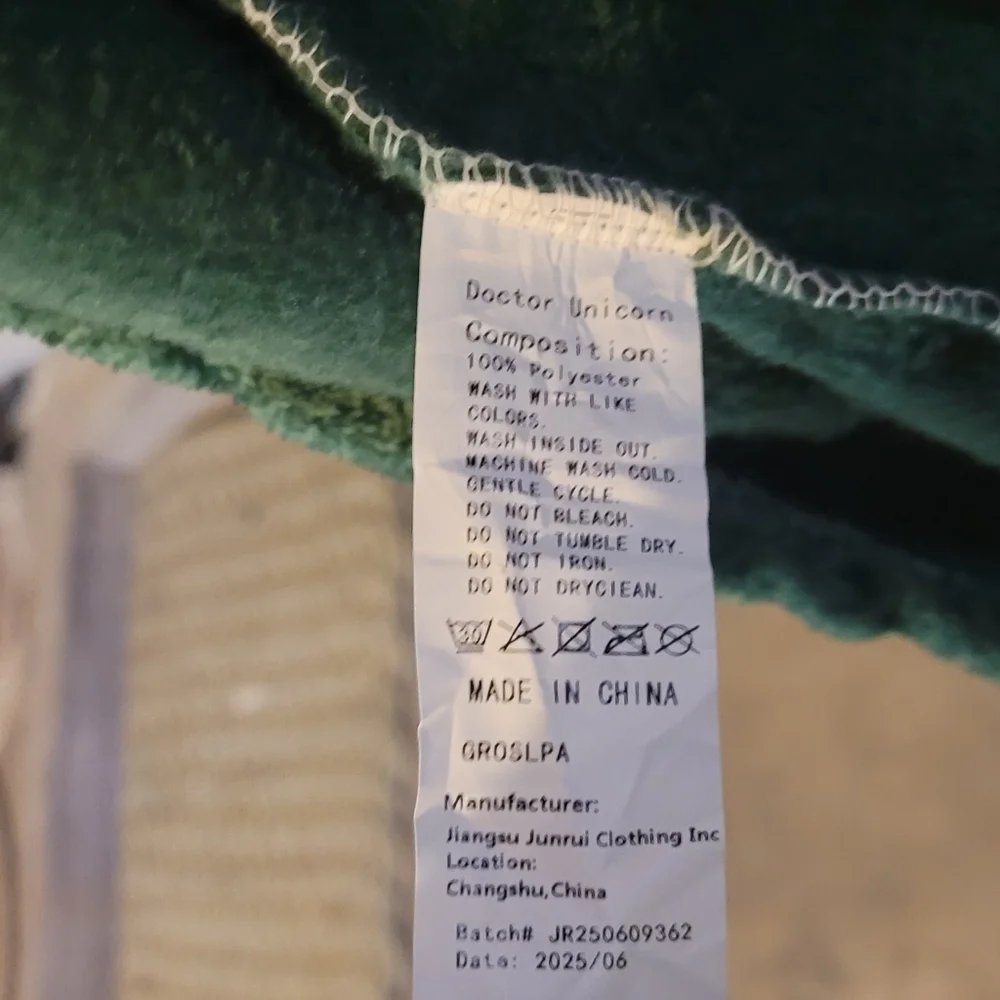 Doctor Unicorn, Dark Green Kids Fleece Hooded Robe with Belt, 10-11 Y, NWOT